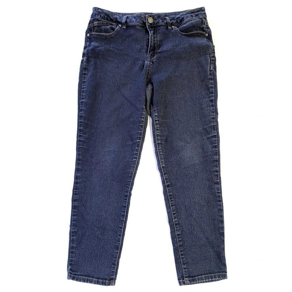 1822 Denim Womens Dark Wash Slim Straight Leg Jeans Size 16 Blue Stretch Indigo